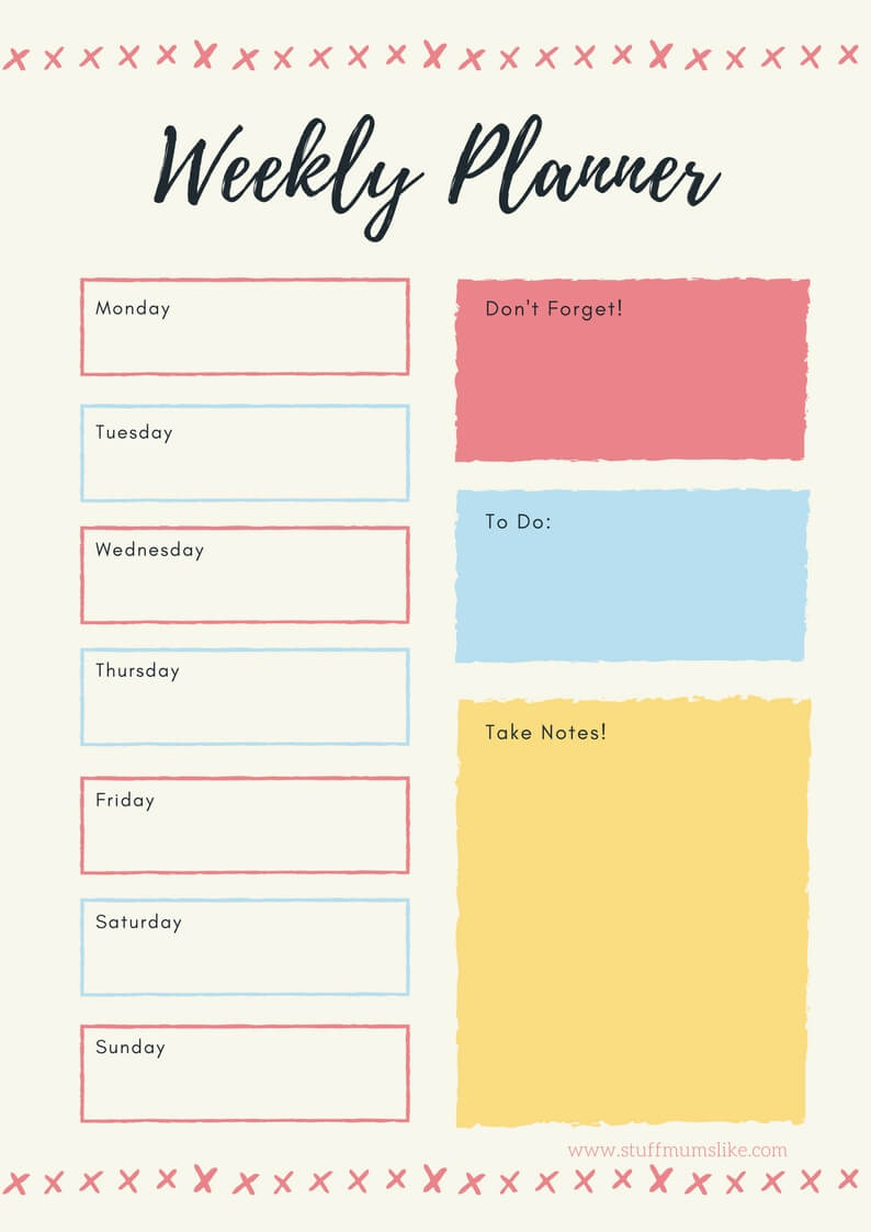 organisation tips for first time school mums Weekly Planner 