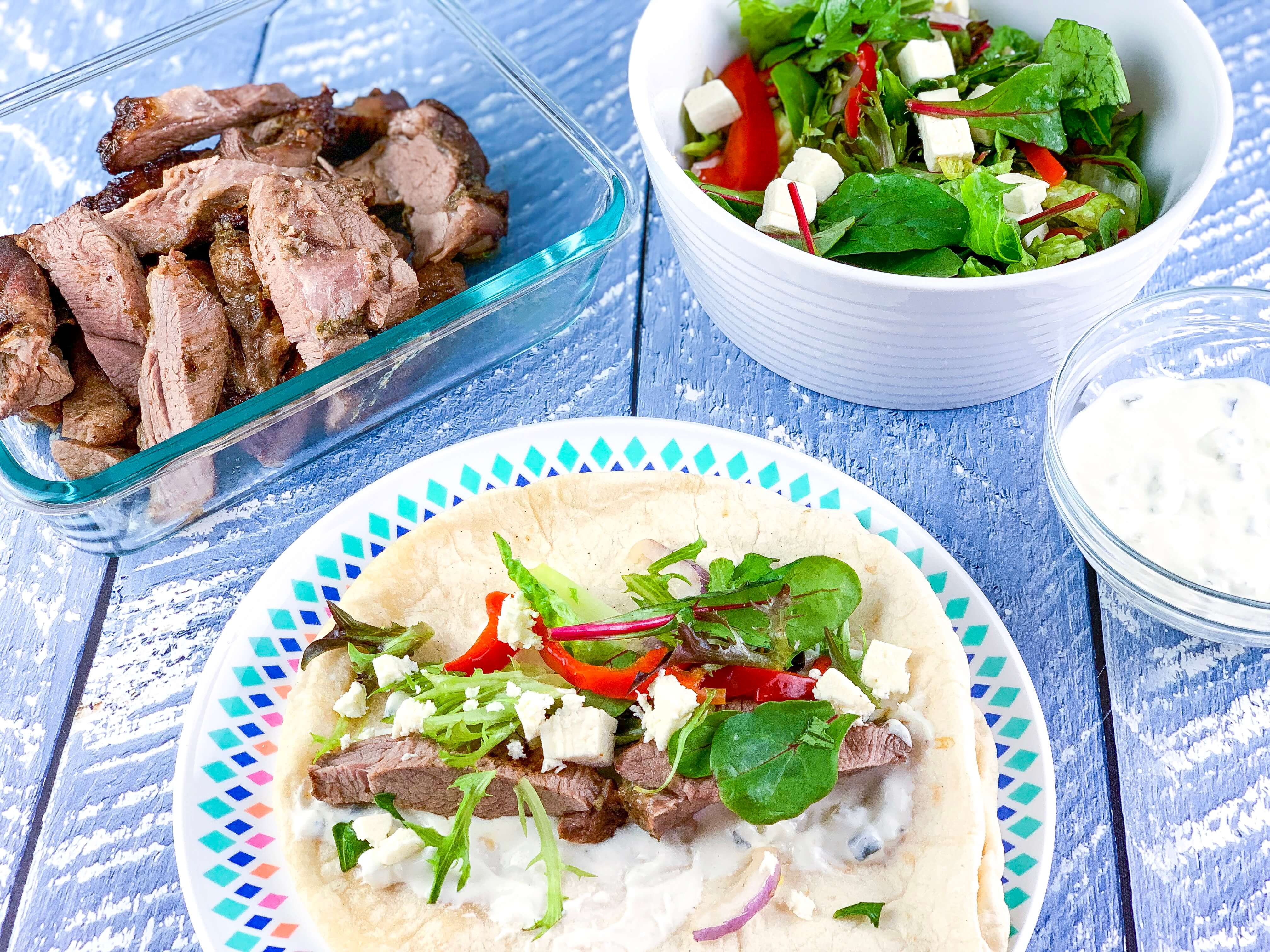 easy camping dinners - souvlaki wraps