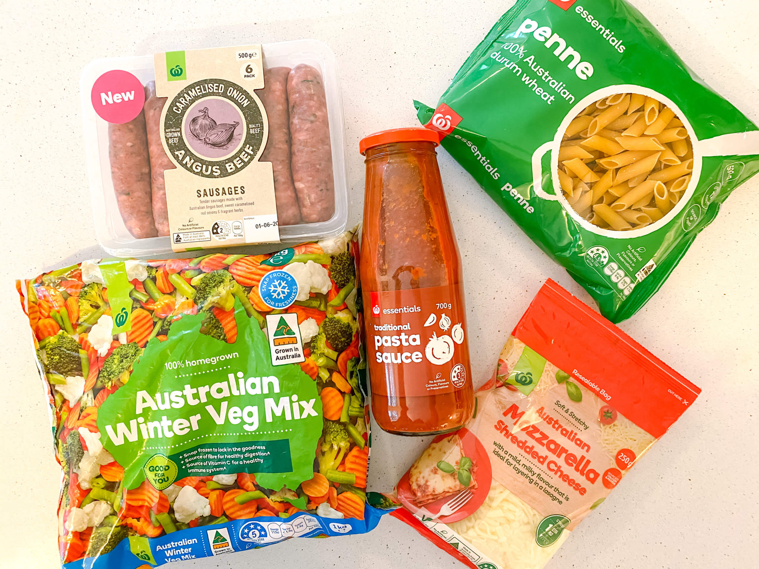 5 Ingredient sausage and vegetable pasta bake